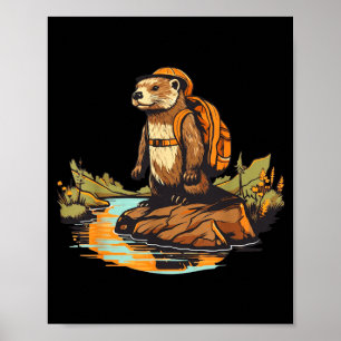 Wandern Flussotter Rucksacktouren Outdoor-Tier Poster