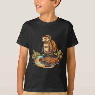 Wandern Flussotter Rucksacktouren Outdoor-Tier T-Shirt