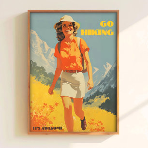 Wandern gehen Druck Retro-Wandern Druckbare Campin Poster