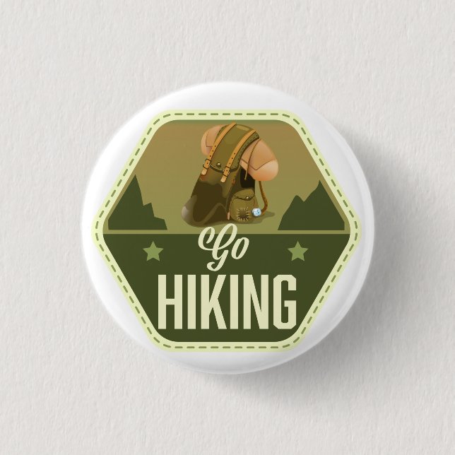 Wandern gehen Patch Button (Vorderseite)