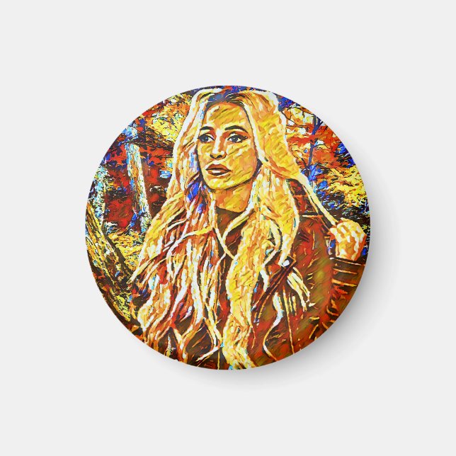 Wandern im Park Abstrakte Impressionistische Kunst Magnet (Vorne)