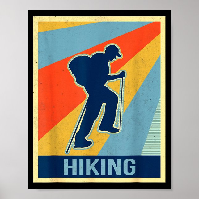 Wandern im Vintage-Retro-Stil  Poster (Vorne)