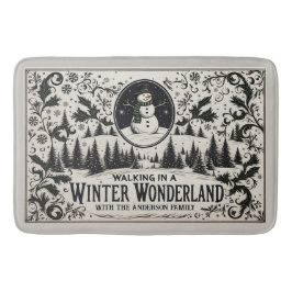 Wandern im Winter Wonderland Snowman Badematte