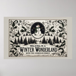 Wandern im Winter Wonderland Snowman Poster
