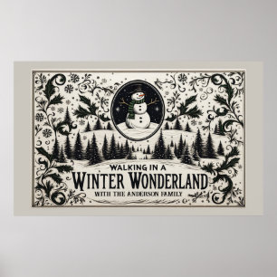 Wandern im Winter Wonderland Snowman Poster