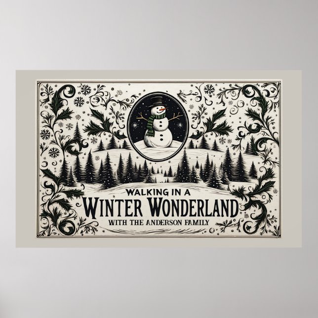 Wandern im Winter Wonderland Snowman Poster (Vorne)
