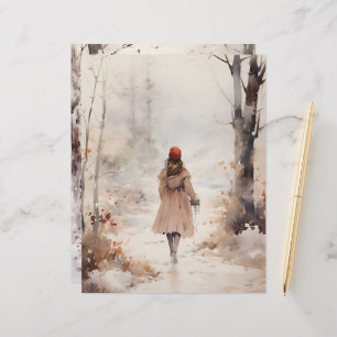 Wandern im Winter Woodland Scrapbook Paper