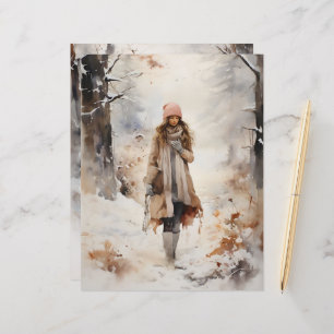 Wandern im Winter Woodland Scrapbook Paper