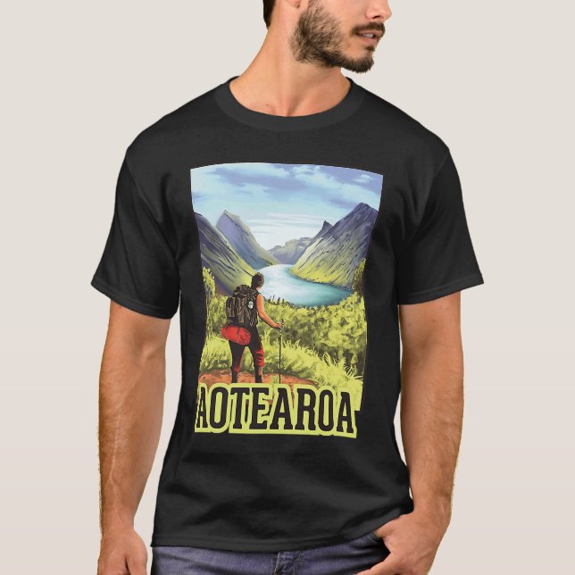 Wandern in Aotearoa Retro Rucksacktourismus - Para T-Shirt (Vorderseite)