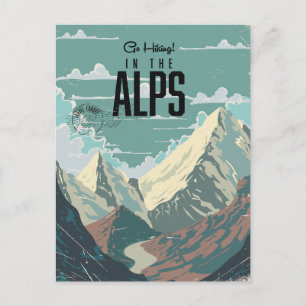 Wandern in den Alpen Einladungspostkarte
