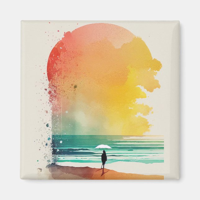 Wandern in die Waves Abstrakt Beach Art Magnet (Vorne)