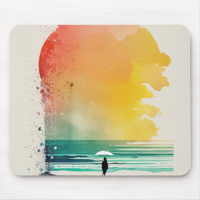 Wandern in die Waves Abstrakt Beach Art Mousepad (Vorne)