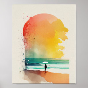Wandern in die Waves Abstrakt Beach Art Poster