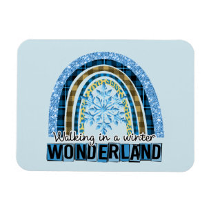 Wandern in einem Winterwunderland   Blauer Regenbo Magnet