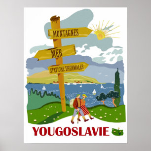 Wandern in Jugoslawien, Vintage-Reise Poster