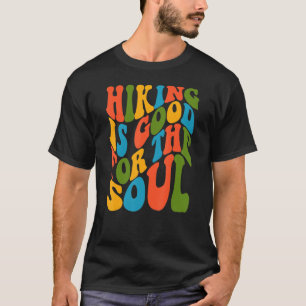 Wandern ist gut für das Soul Pastel Wavy Text Boho T-Shirt