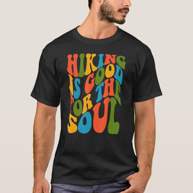 Wandern ist gut für das Soul Pastel Wavy Text Boho T-Shirt (Vorderseite)