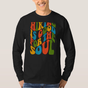 Wandern ist gut für das Soul Pastel Wavy Text Boho T-Shirt