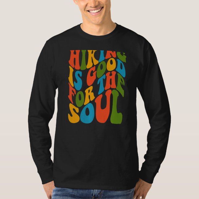 Wandern ist gut für das Soul Pastel Wavy Text Boho T-Shirt (Vorderseite)