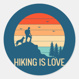 Wandern ist Liebe Hunde Besitzer Wandern Runder Aufkleber
