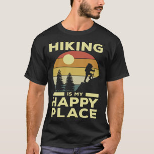 Wandern ist mein glücklicher Ort Retro Sunset Moun T-Shirt