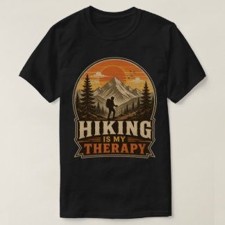 Wandern ist meine Therapie Vintage Berg Sonnenunte T-Shirt