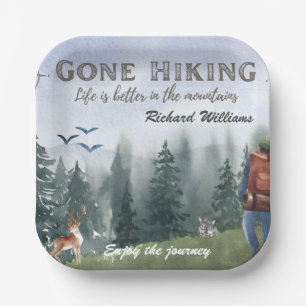 Wandern Leben ist besser Berge Wanderer Hirsch Pappteller
