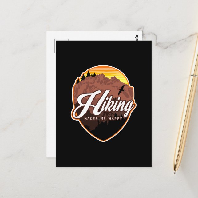 Wandern macht mich glücklich postkarte (Vorderseite/Rückseite Beispiel)