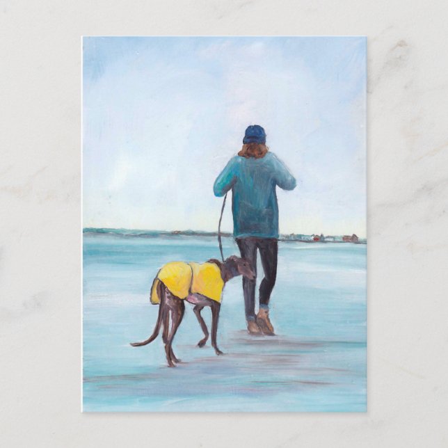 Wandern meinen Grauhund Hund Art Postkarte (Vorderseite)