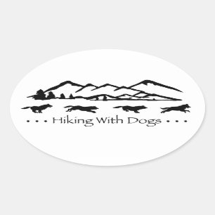 Wandern mit Hunden Oval Sticker-Husky Ovaler Aufkleber
