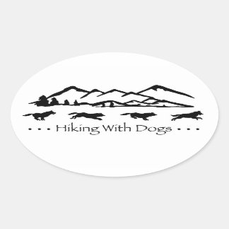 Wandern mit Hunden Oval Sticker-Husky Ovaler Aufkleber