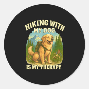Wandern mit meinem Hund Lustiger Golden Retriever  Runder Aufkleber