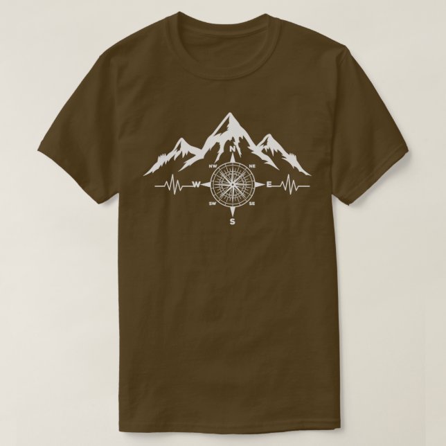 Wandern Mountain Compass Natur Außenbereich T-Shirt (Design vorne)