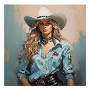 Wandern nach Westen: Cowgirl Wall Art Poster