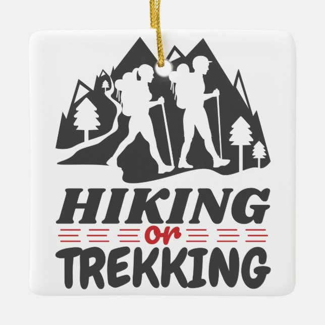 Wandern oder Trekking Keramikornament (Vorderseite)