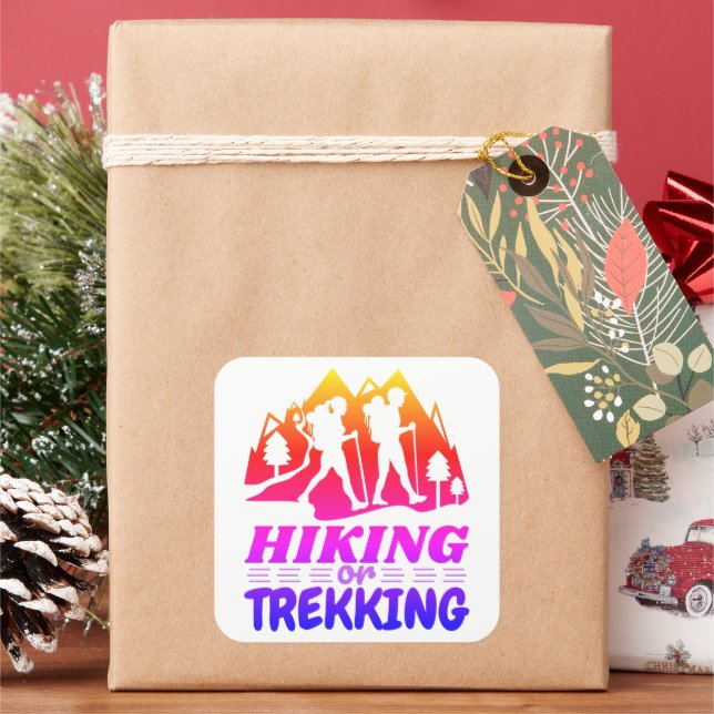 Wandern oder Trekking Quadratischer Aufkleber (Feiertag)