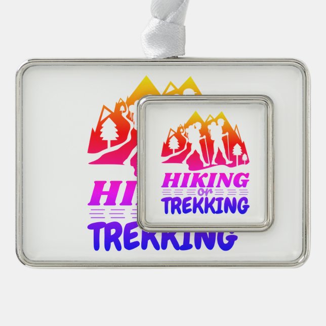 Wandern oder Trekking Rahmen-Ornament Silber (Vorderseite)