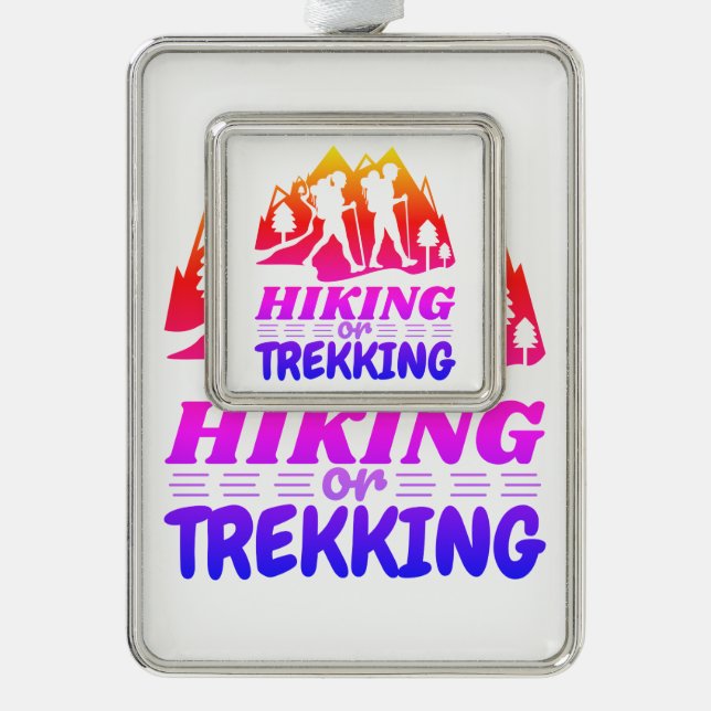 Wandern oder Trekking Rahmen-Ornament Silber (Vorderseite)