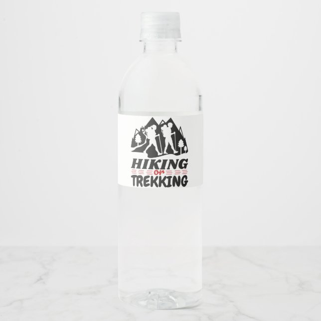 Wandern oder Trekking Wasserflaschenetikett (Vorderseite)