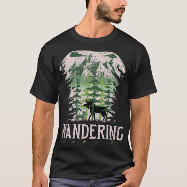 Wandern ohne Grund oder Pflege Elch Camping 5 T-Shirt (Vorderseite)