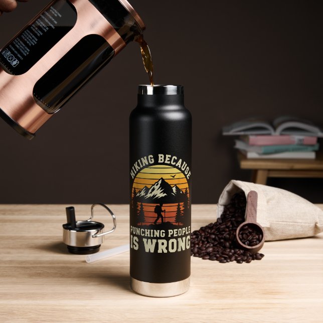Wandern Outdoor Lustiger Wanderer Trinkflasche (Kaffee (gedreht))