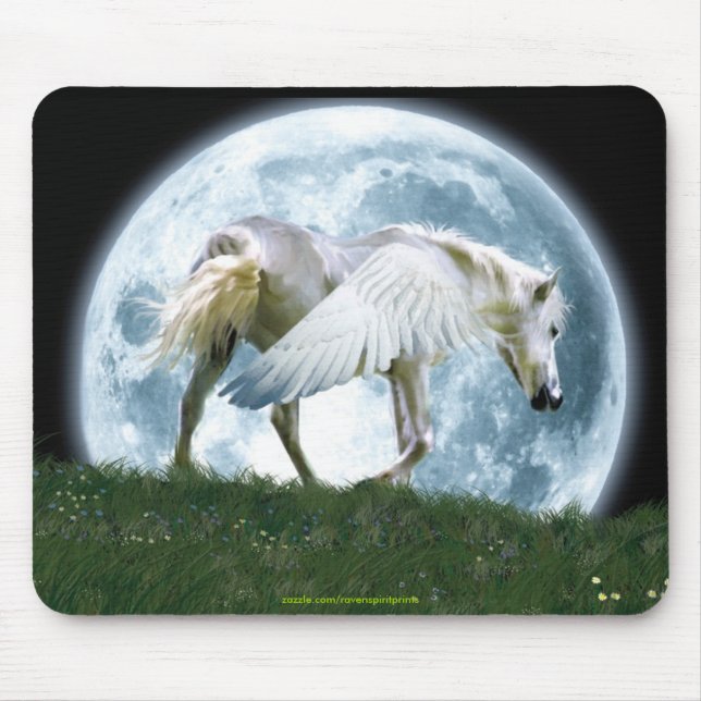 Wandern Pegasus und Vollmond Fantasy Art Mousepad (Vorne)