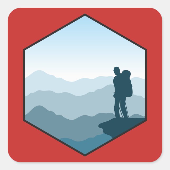Wandern Quadratischer Aufkleber (Vorderseite)