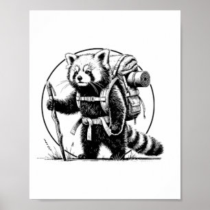 Wandern Rote Panda Rucksack Tiere Lustiges Cottage Poster