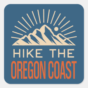 Wandern Sie auf dem Oregon-Küstenweg Sunburst Quadratischer Aufkleber