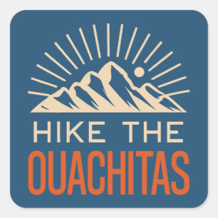 Wandern Sie die Ouachita-Berge Arkansas Sunburst Quadratischer Aufkleber