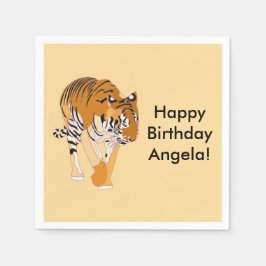 Wandern Tiger Personalisiert Geburtstag Napkins Serviette