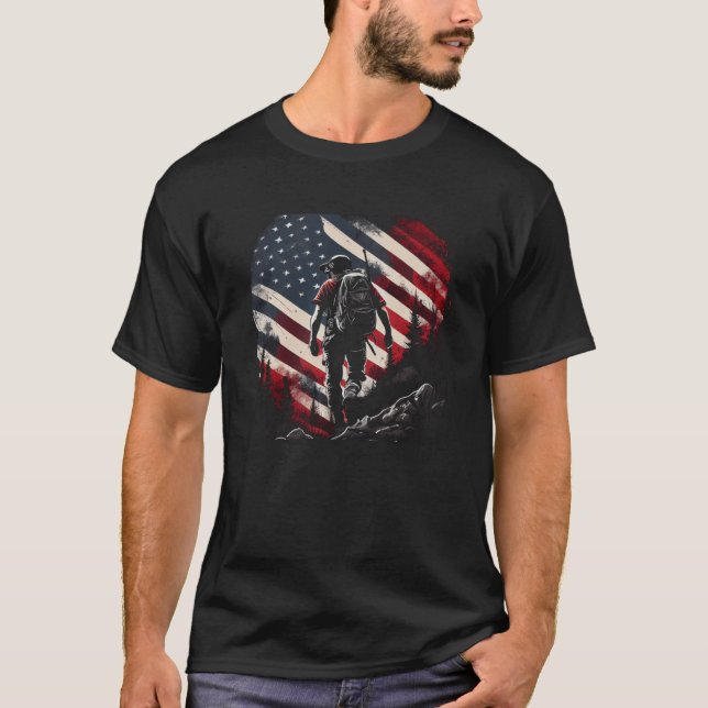 Wandern US-Flagge Hike Graphic T-Shirts Männer Fra (Vorderseite)