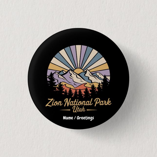 Wandern Zion Nationalpark California Button (Vorderseite)