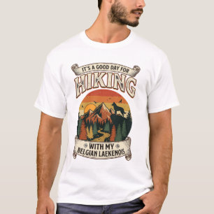 Wandernde Belgische Laekenois-Hund Berg Sonnenunte T-Shirt